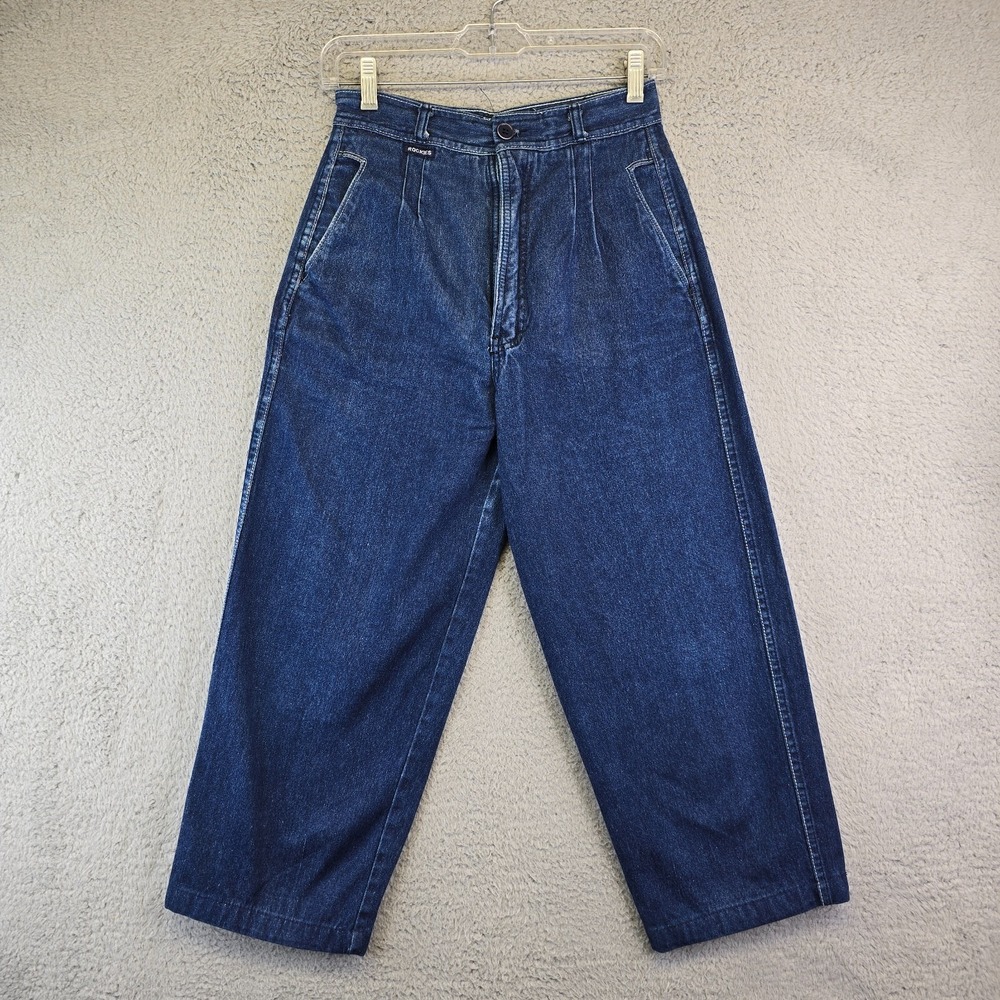 Vintage Rockies Jeans Juniors Size 11 Dark Wash Crop Wide Leg Pleated 80s Riding